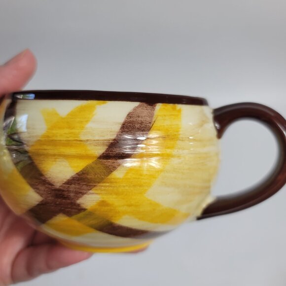 Metlox Poppytrail Vernon Kilns Organdie Sauce Bowl Gravy Boat Brown Yellow Plaid - Picture 11 of 13